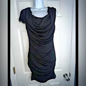 Nikibiki Women’s Medium Black Beaded Sleeve Bodycon Mini Cocktail Dress M